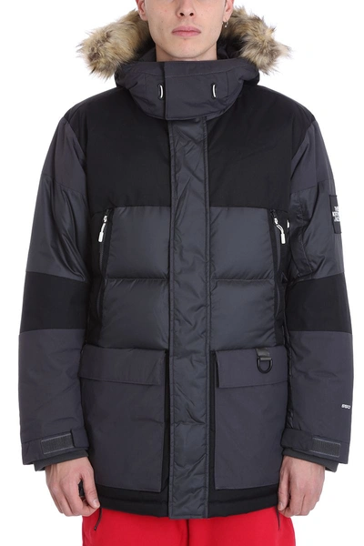 Shop The North Face Grey-black Nylon Parka Down Jacket