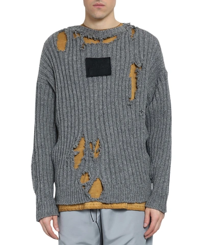 Shop A-cold-wall* Distressed Slate Wool Sweater In Grigio