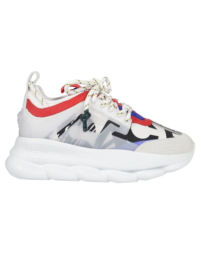 Shop Versace Chain Reaction Sneakers In White/multicolor