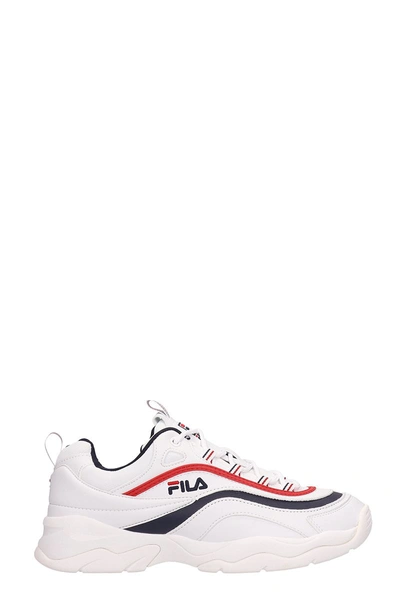 Shop Fila Sneakers In White-blue Leather