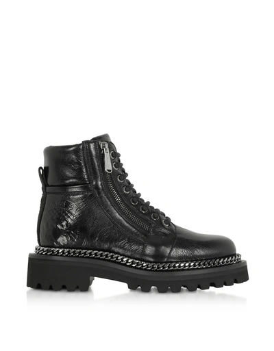 Shop Balmain Black Leather Army Boots