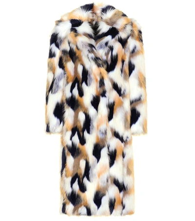 Shop Givenchy Faux Fur Coat In Multicoloured