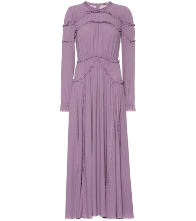 Shop Bottega Veneta Silk Georgette Midi Dress In Purple