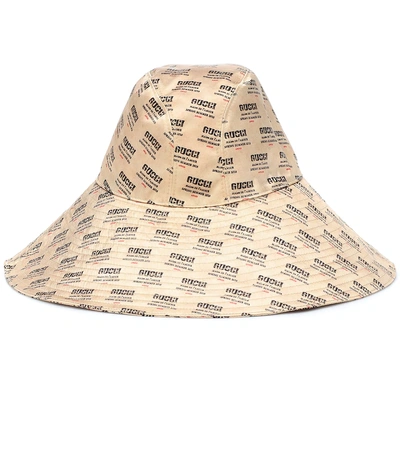 Shop Gucci Printed Silk Hat In Beige