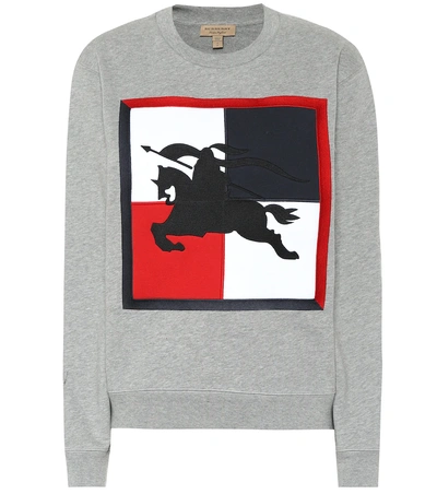 Shop Burberry Embroidered Cotton Sweatshirt In Grey
