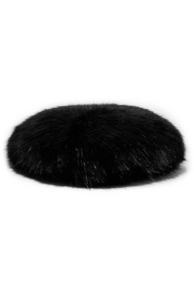 Shop Emma Brewin Faux Fur Beret In Black
