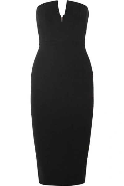 Shop Alex Perry Strapless Stretch-crepe Dress In Black