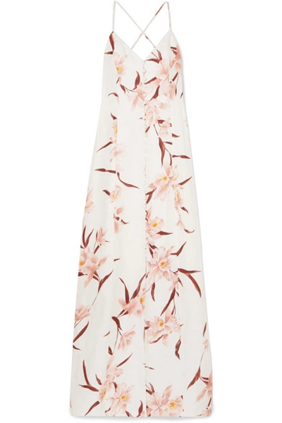 Shop Zimmermann Corsage Floral-print Linen Maxi Dress In Blush