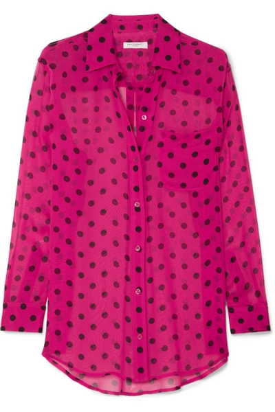 Shop Equipment Polka-dot Silk-chiffon Shirt In Pink