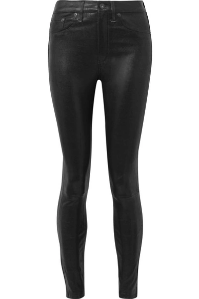 Shop Rag & Bone Leather High-rise Skinny Pants In Black