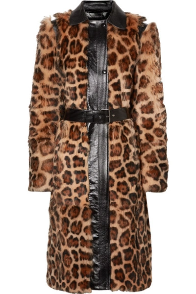 Shop Givenchy Oversized Glossed Leather-trimmed Leopard-print Shearling Coat In Brown