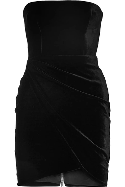 Shop Alex Perry Strapless Velvet Mini Dress In Black
