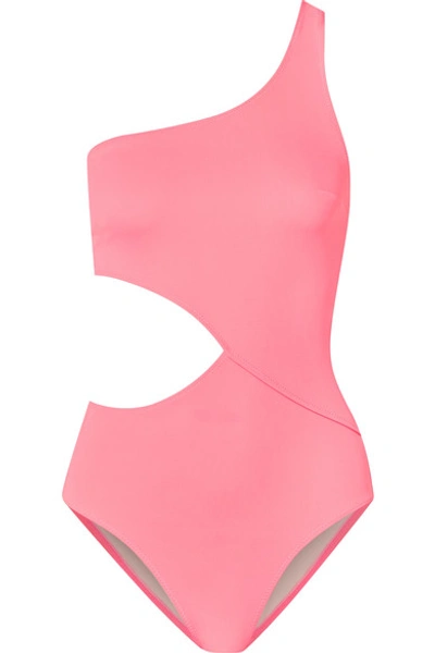 Shop Solid & Striped The Claudia One-shoulder Cutout Swimsuit In Pink