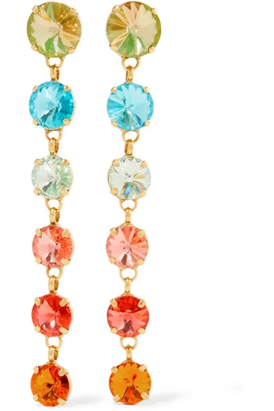Shop Roxanne Assoulin Technicolor Gold-tone Swarovski Crystal Earrings In Orange