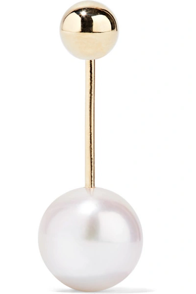 Shop Sophie Bille Brahe Elipse Simple 14-karat Gold Pearl Earring