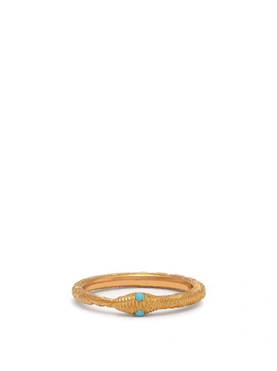 Gucci 18k Ouroboros Snake Ring With Turquoise In Gold | ModeSens