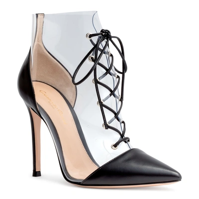 Shop Gianvito Rossi Black And Transparant Lace-up Booties In Black/transparent