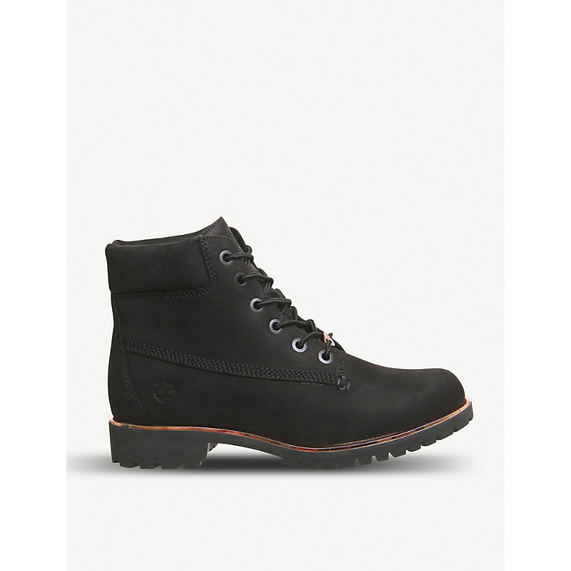 timberland slim 6 inch logo boots black