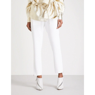 Shop Stella Mccartney Tamara Tapered Stretch-crepe Trousers In White