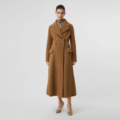 Shop Burberry Shearling Tailored Coat In Caramel