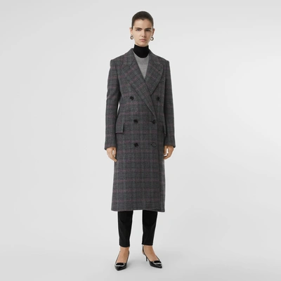 Burberry Prince Of Wales Check Wool Tailored Coat In Grey | ModeSens