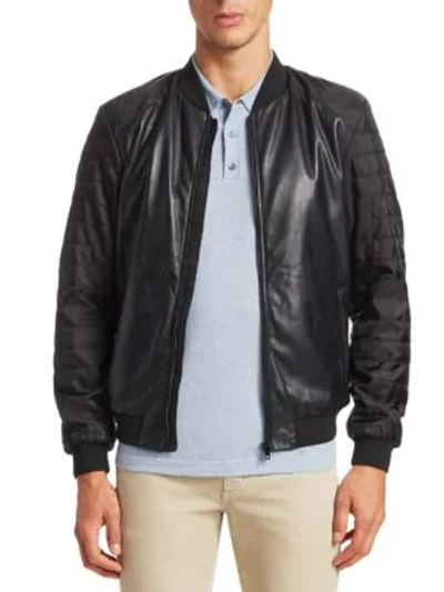 Shop Saks Fifth Avenue Collection Mixed Media Baseball Jacket In Black