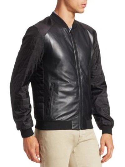 Shop Saks Fifth Avenue Collection Mixed Media Baseball Jacket In Black
