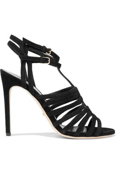 Shop Sergio Rossi Cutout Suede Sandals In Black