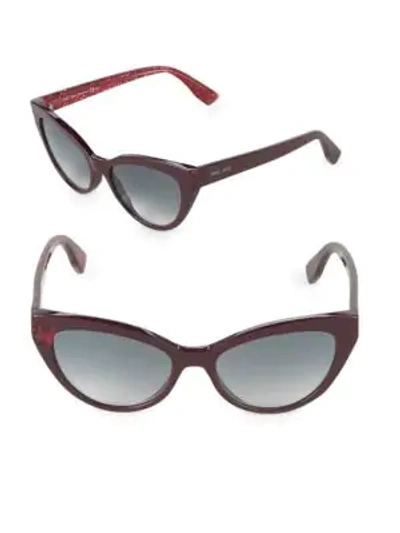 Shop Jimmy Choo Costy/s 54mm Cat-eye Glitter Sunglasses In Red