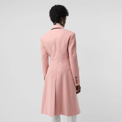 Shop Burberry Double-breasted Wool Tailored Coat In Apricot Pink Melange