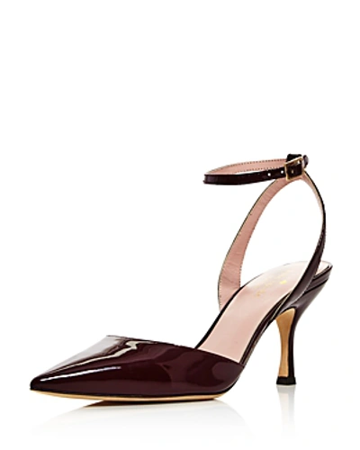 Shop Kate Spade New York Women's Simone Pointed Toe Ankle-strap Leather Pumps In Deep Cherry