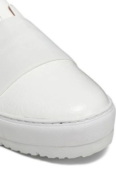 Shop Jil Sander Paneled Embossed Leather Sneakers In White