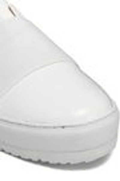 Shop Jil Sander Paneled Embossed Leather Sneakers In White