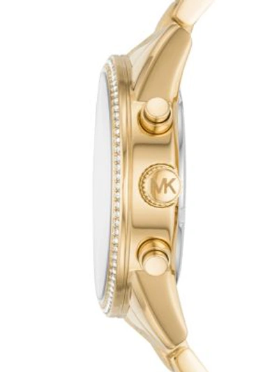 Shop Michael Kors Ritz Chronograph Gold-tone Crystal Stainless Steel Watch