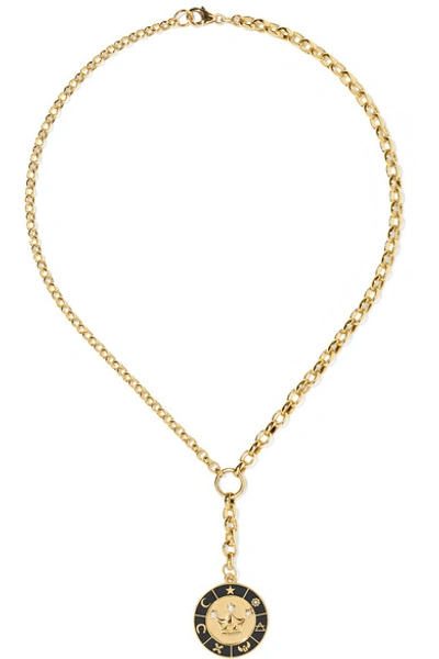 Shop Foundrae Crown 18-karat Gold, Diamond And Enamel Necklace