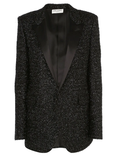 Shop Saint Laurent Sequin Blazer In Black