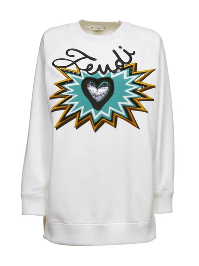 Shop Fendi Logo Sweater In White
