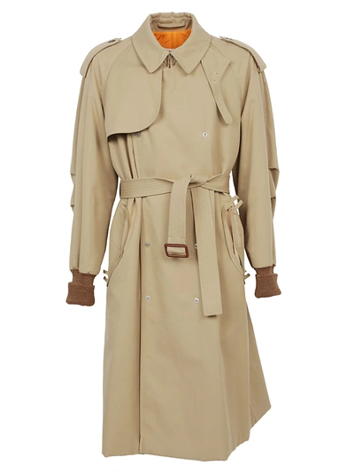 Shop Maison Margiela Classic Double Breasted Trench Coat In Beige