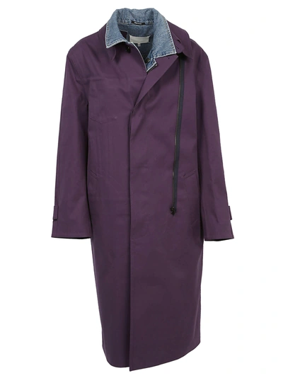 Shop Maison Margiela Deconstructed Denim Trench Coat In Purple