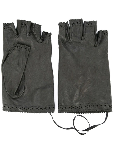 Shop Rundholz Cut Patterned Gloves In Black