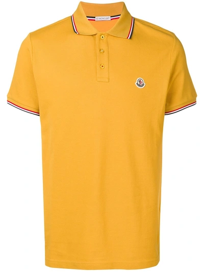 MONCLER STRIPED TRIM COLLAR POLO SHIRT - 黄色