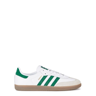 Shop Adidas Originals Samba Og Off-white Leather Trainers In White And Green