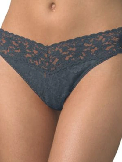 Shop Hanky Panky Women's Lace Overlay Thong In Granite