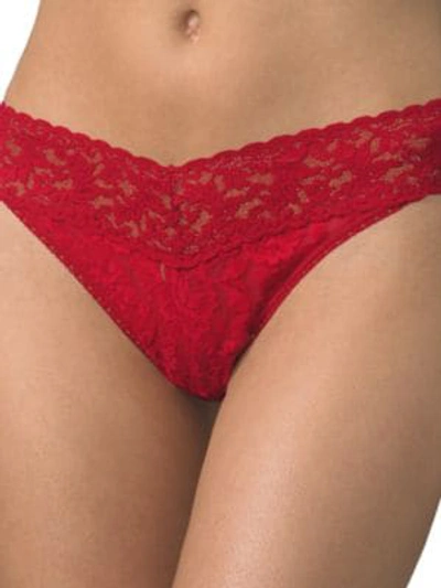 Shop Hanky Panky Women's Lace Overlay Thong In Red