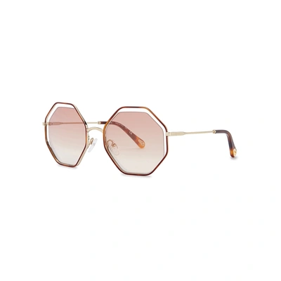 Shop Chloé Poppy Octagon-frame Sunglasses In Brown