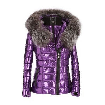 Shop Popski London Aspen Metallic Jacket - Purple In Metallic Purple