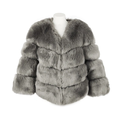Shop Popski London Faux Fur Kensington Jacket - Grey In One