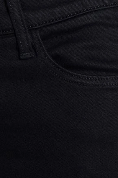 Shop J Brand Woman Cropped High-rise Slim-leg Jeans Black
