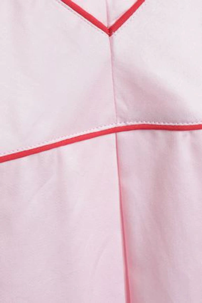 Shop Bodas Pleated Cotton-poplin Nightdress In Baby Pink