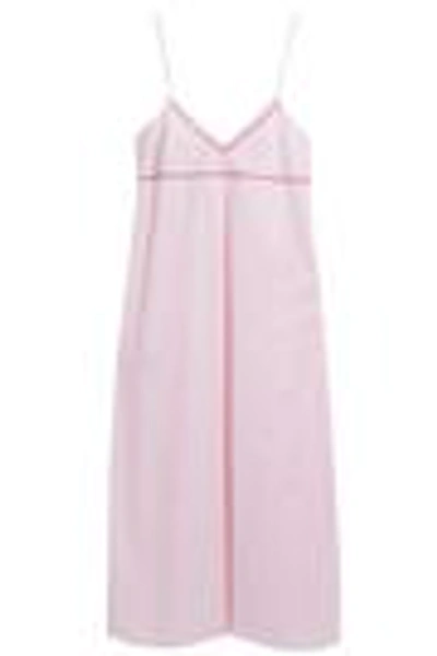 Shop Bodas Pleated Cotton-poplin Nightdress In Baby Pink